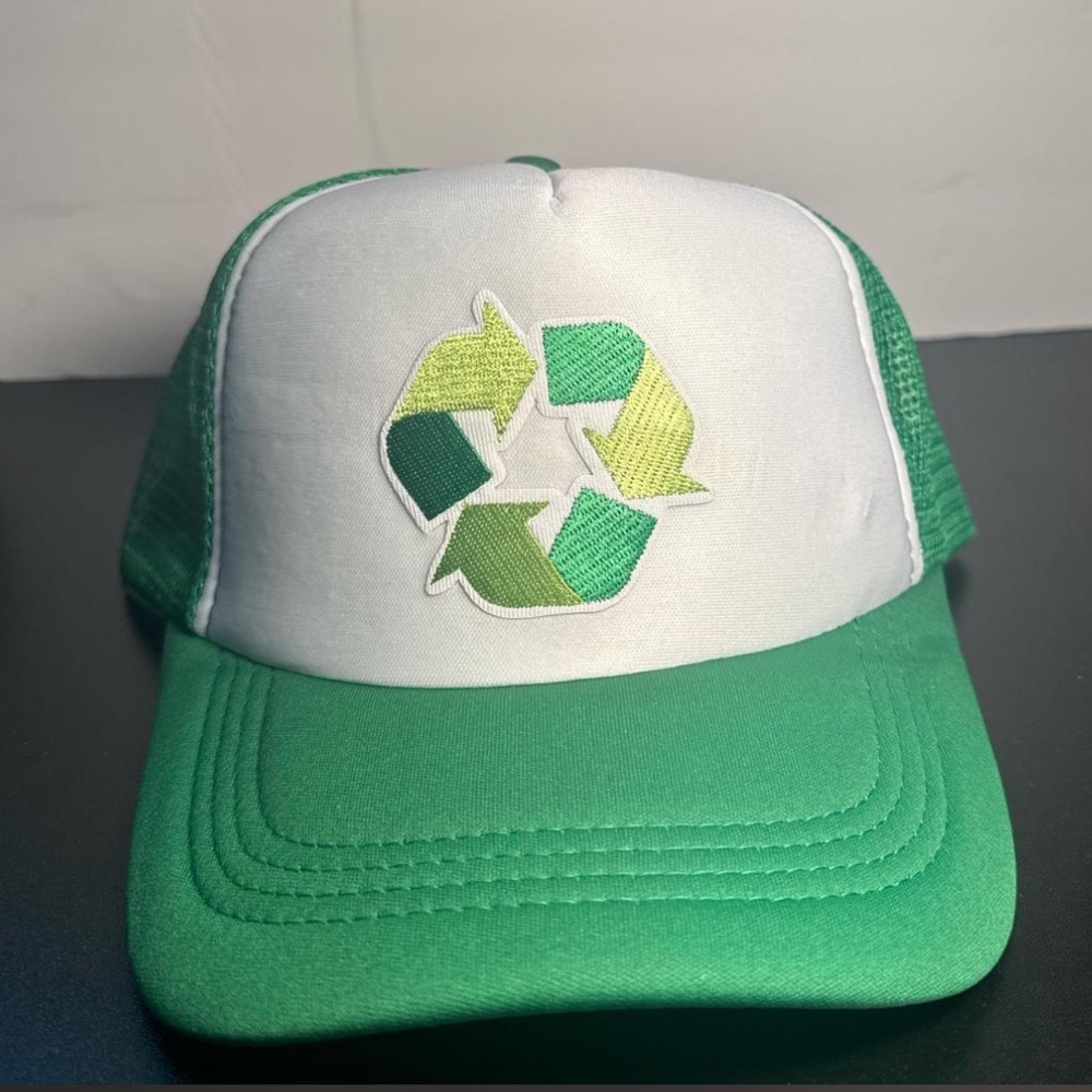 Green Trucker Hat with Recycle Patch
